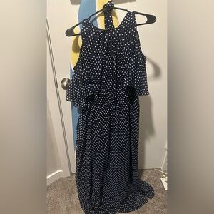 Calvin Klein Collection Navy Polka Dot Maxi Dress
